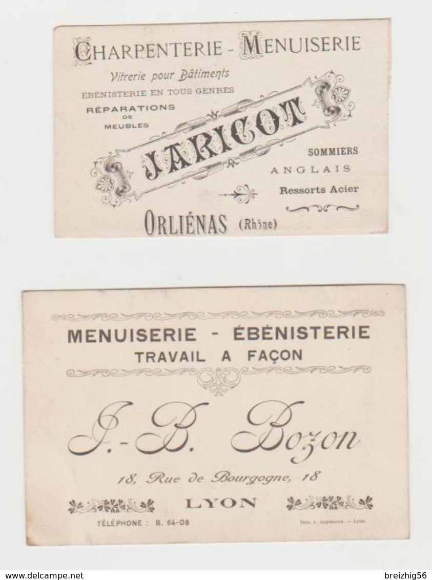 20 cartes commerciales Menuiseries, scieries, métiers du bois Lyon, Orliénas, Calluire, Vaugneray,Bron, Vaise, Thurins.