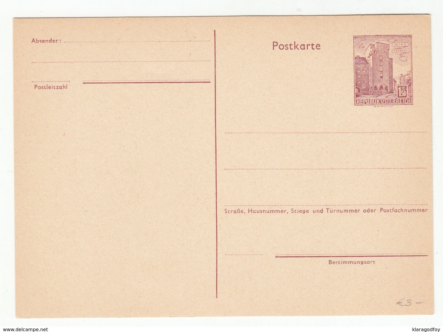 Austria, Postal Stationery Postkarte Unused B180720 - Altri & Non Classificati