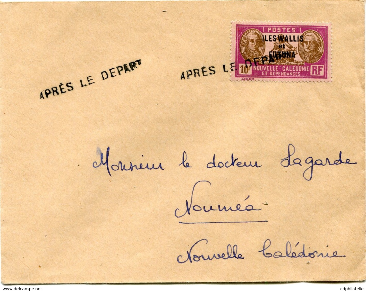 WALLIS ET FUTUNA LETTRE AVEC OBLITERATION " APRES LE DEPART " POUR LA NOUVELLE-CALEDONIE - Lettres & Documents