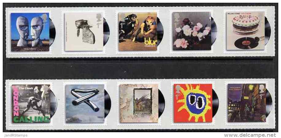 69155 Great Britain 2010 Classic Album Covers Self Adhesive Set (music Rock Rolling Stones) U/m - Unused Stamps