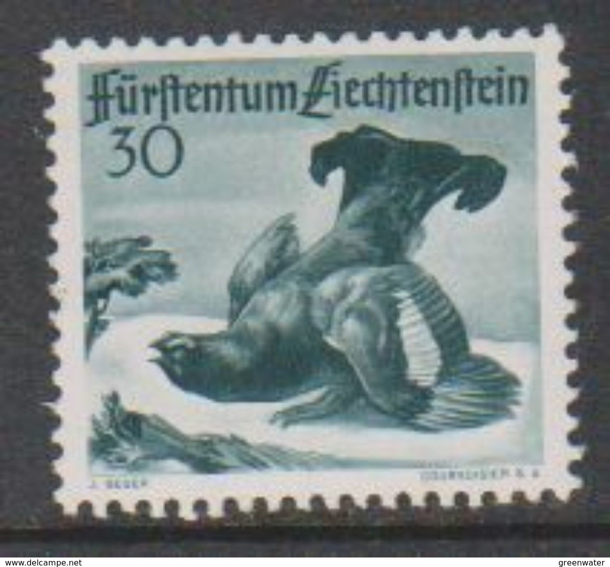 Liechtenstein 1950 Jagd III 30Rp Unused Regummed (39550X) - Ongebruikt