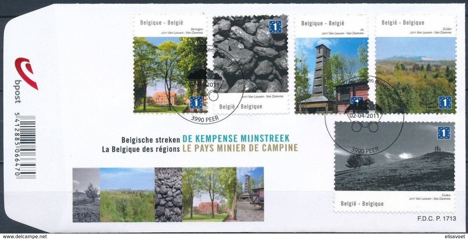 Belgie Belgique  2011 OCBn° FDC 4110-4114 (o) Oblitéré  Used Cote 12,50 Euro  Kempense Mijnstreek Pays Minier De Campine - 2001-2010