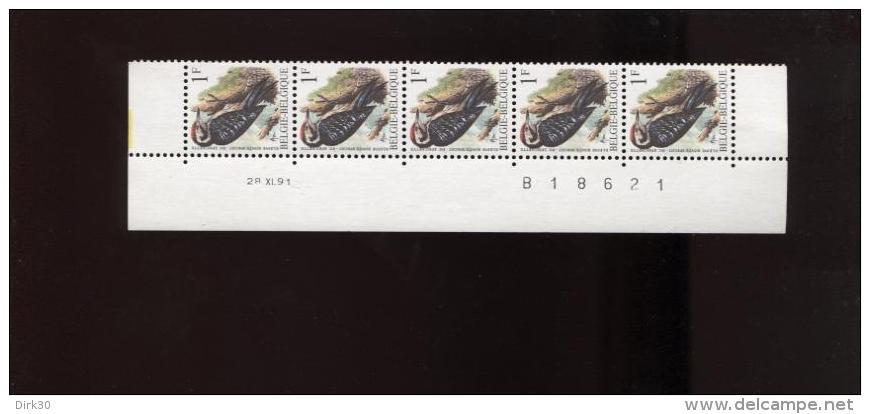 Belgie 2349 Buzin Vogels Birds 1Fr Datumstrook Bande Datée Onpaar 28/11/1991 Velnr 16667 - 1985-.. Oiseaux (Buzin)