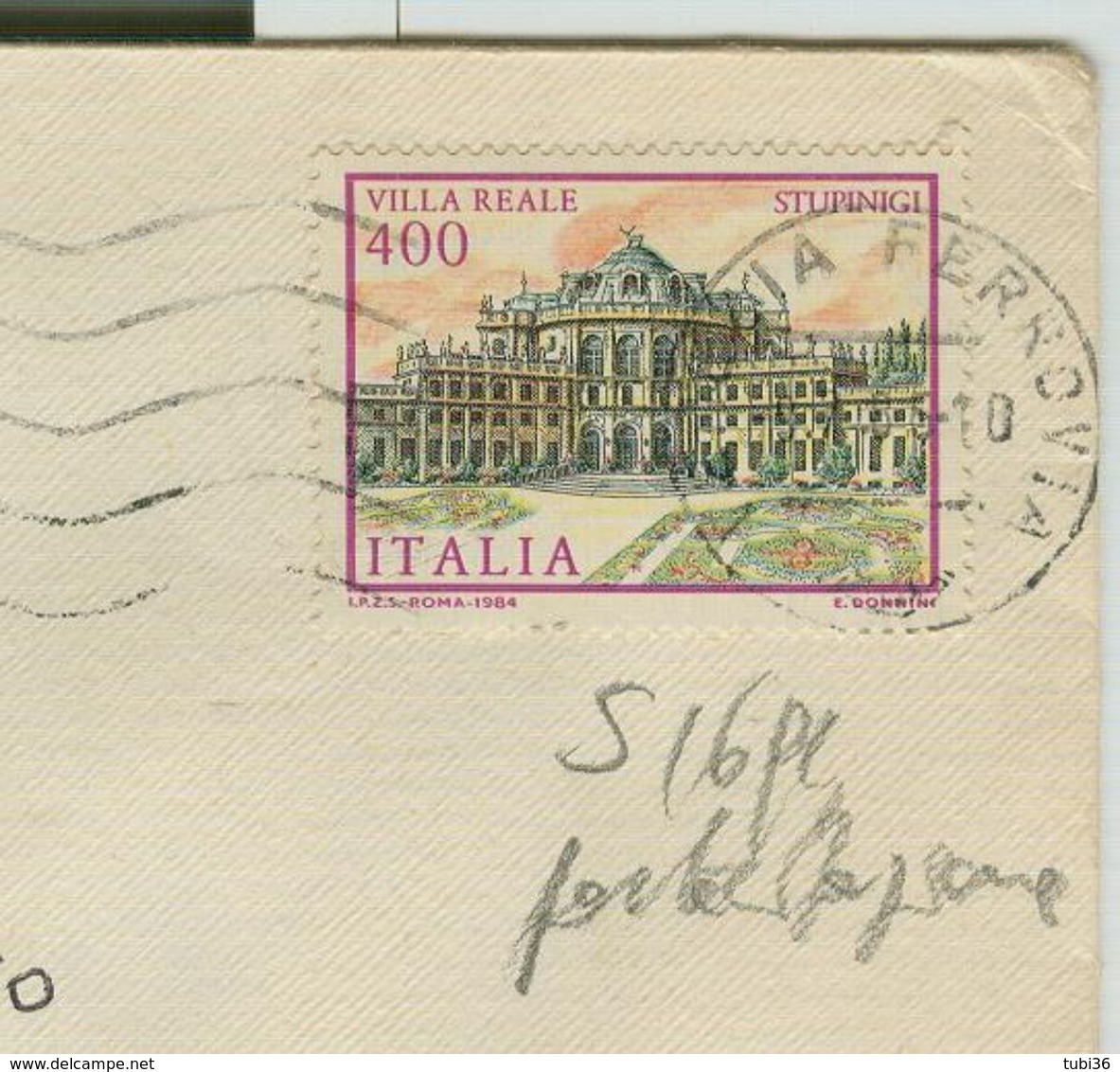 VILLE REALE £.400 - ISOLATO SU PARTECIPAZIONE,TIMBRO POSTE VENEZIA-CASTEGGIO (PAVIA) - 1981-90: Storia Postale