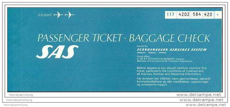 SAS - Scandinavian Airlines System 1978 - Tokyo Zurich - Biglietti