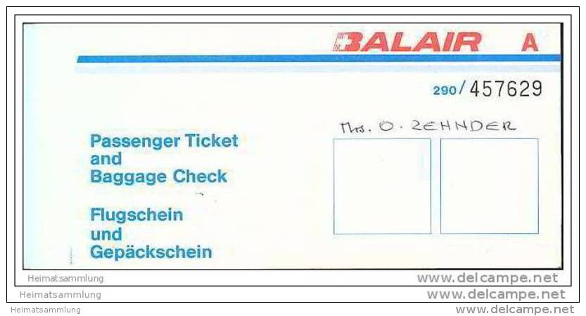 Balair - Zurich Glasgow Zurich - Tickets