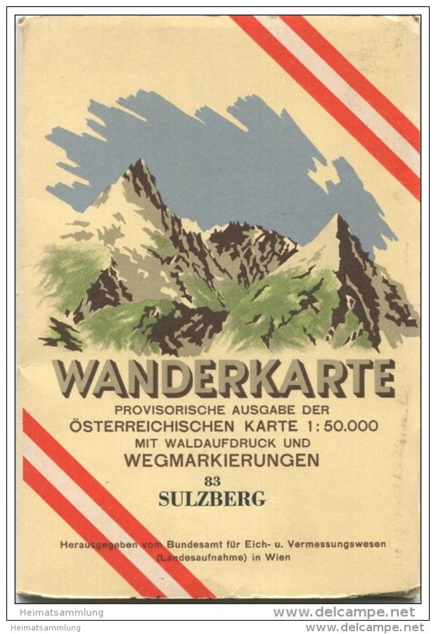 83 Sulzberg 1953 - Wanderkarte Mit Umschlag - Provisorische Ausgabe Der Österreichischen Karte 1:50.000 - Herausgegeben - Mapamundis