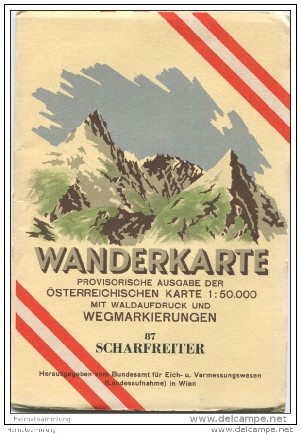 87 Scharfreiter 1953 - Wanderkarte Mit Umschlag - Provisorische Ausgabe Der Österreichischen Karte 1:50.000 - Herausgege - Mappamondo