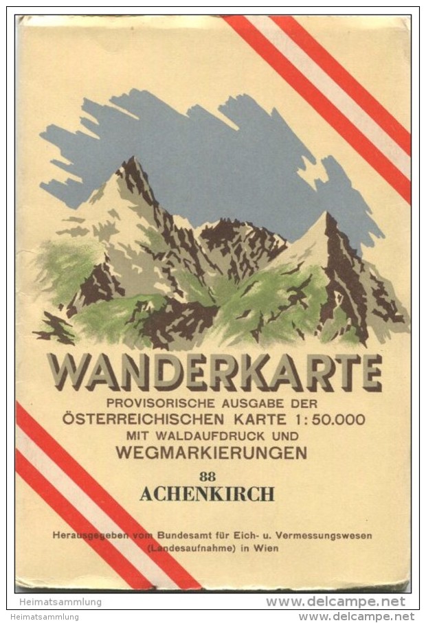 88 Achenkirch 1953 - Wanderkarte Mit Umschlag - Provisorische Ausgabe Der Österreichischen Karte 1:50.000 - Herausgegebe - Landkarten