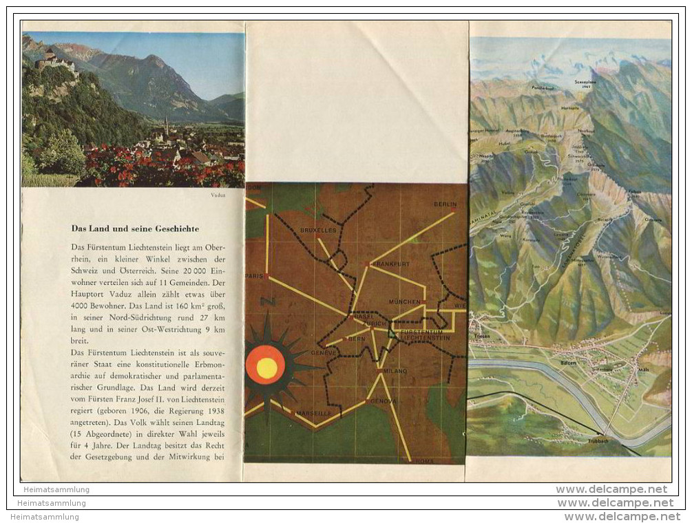 Fürstentum Liechtenstein 70er Jahre - Faltblatt Mit 10 Abbildungen - Vogelschaukarte Signiert E. Verling - Reiseprospekte