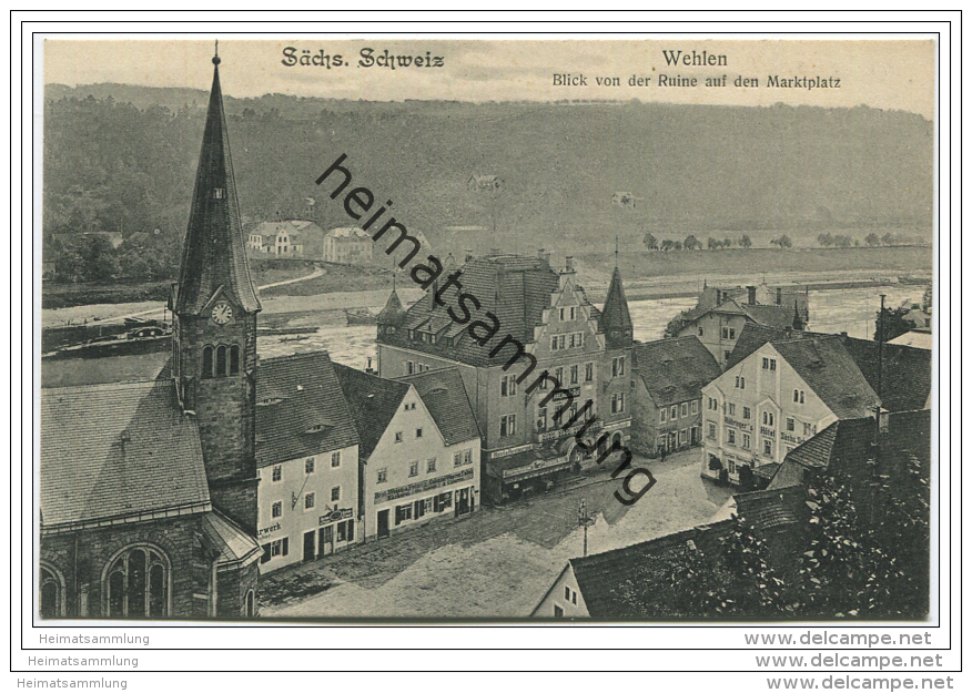 Wehlen - Blick Von Der Ruine Auf Den Marktplatz Ca. 1905 - Wehlen