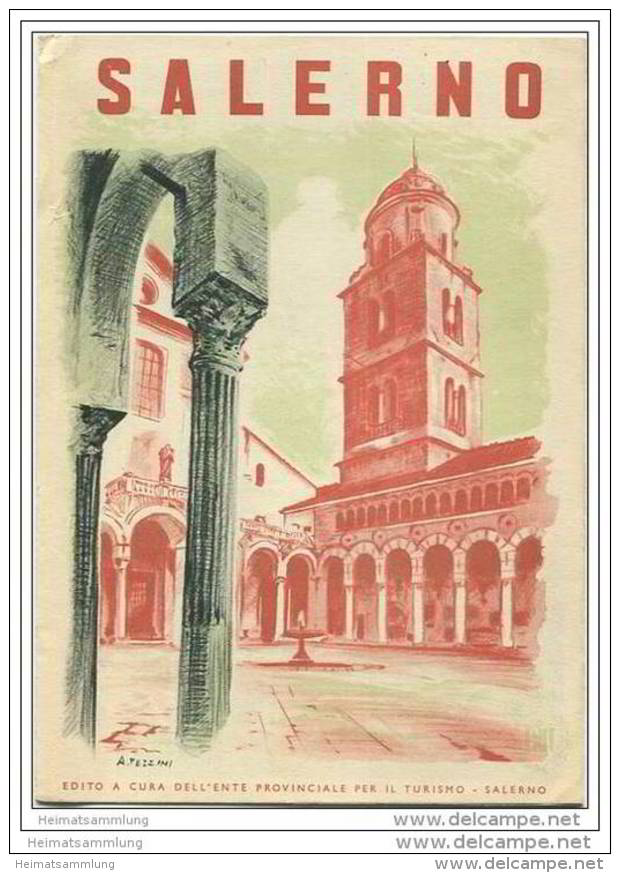 Salerno 50er Jahre - Faltblatt Mit 14 Abbildungen Teilweise Illustriert A. Pezzini - Text Italienisch - Italia