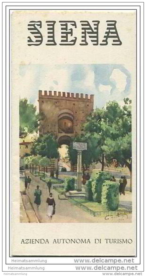 Siena 50er Jahre - Faltblatt Mit 23 Abbildungen Teilweise Illustriert A. Pezzini Und G. Frattini - Italië