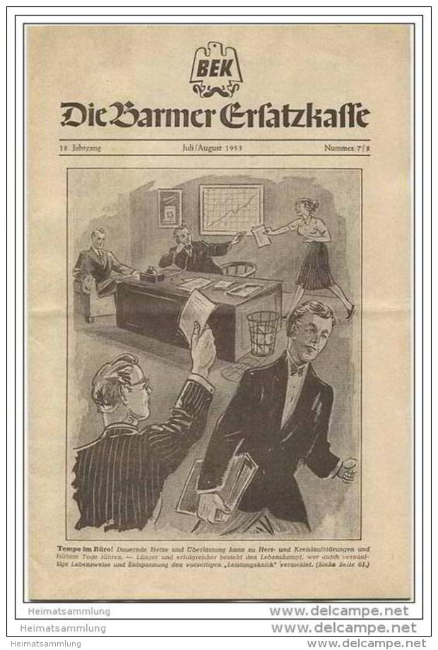 Die Barmer Ersatzkasse - Zeitschrift Für Mitglieder Juli August 1953 - 14 Seiten - Sonstige & Ohne Zuordnung