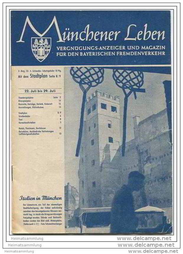 Münchner Leben - Vergnügungs-Anzeiger Und Magazin Für Den Bayrischen Fremdenverkehr - Juli 1950 - 16 Seiten - Bavaria