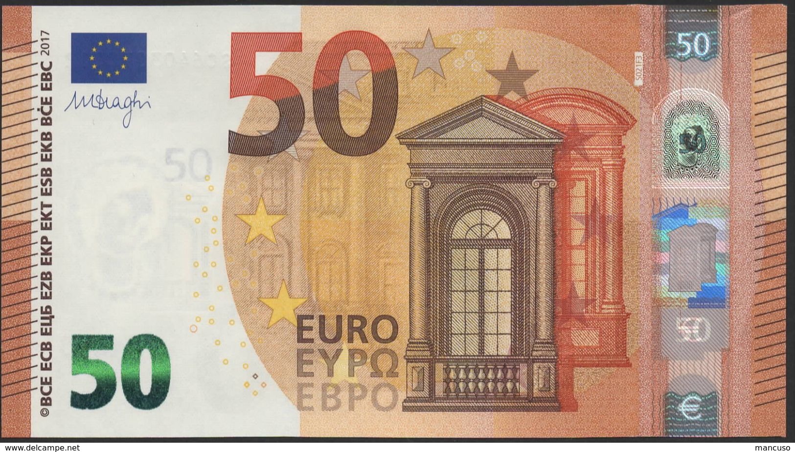 50 EURO ITALIA  SC  S021  Ch. "40"  - DRAGHI   UNC - 50 Euro
