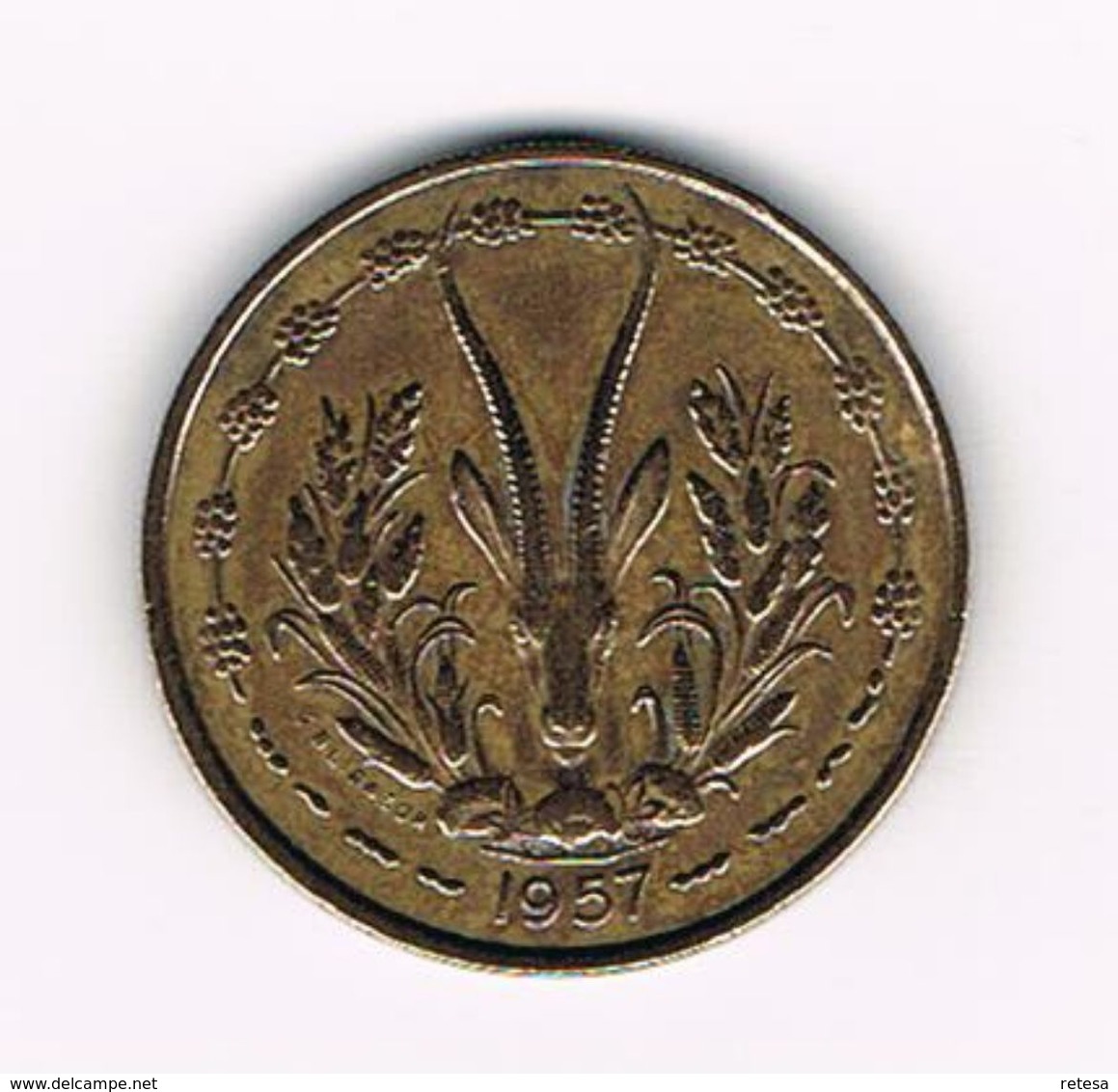 -&  FRENCH WEST AFRICA  25 FRANCS  1957 - Centrafricaine (République)