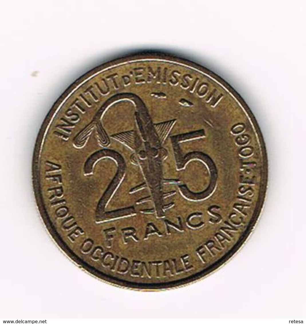 -&  FRENCH WEST AFRICA  25 FRANCS  1957 - Centrafricaine (République)