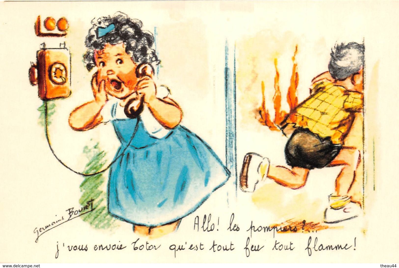 ¤¤   -   ILLUSTRATEUR  " Germaine BOURET "  - Carte Moderne  -  Feu , Téléphone     -   ¤¤ - Bouret, Germaine