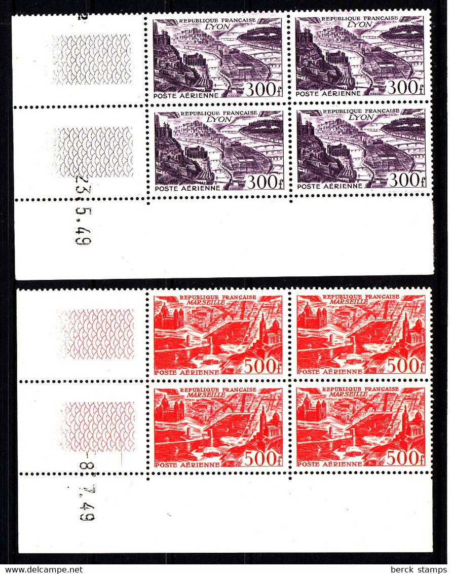 FRANCE - N°PA 24/27** - VUES DE GRANDES VILLES DE FRANCE PAR AVION - COINS DATES DE 1949 - LUXE. - Airmail