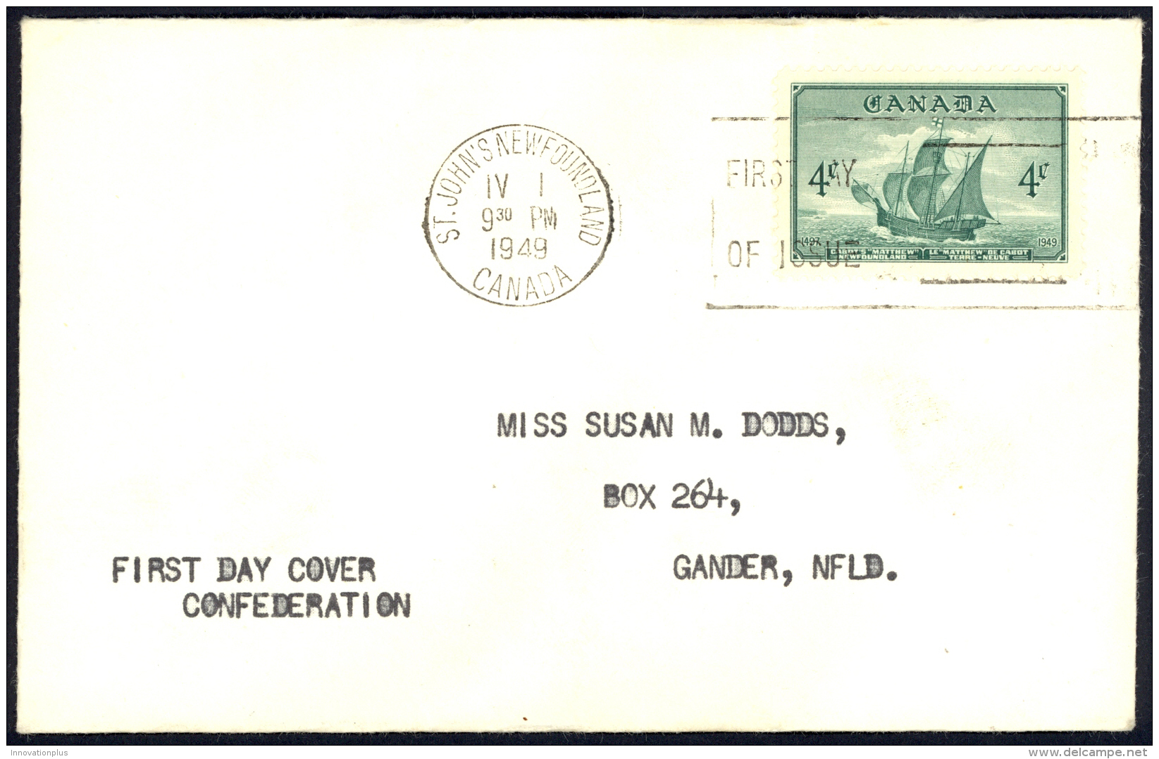 Canada Sc# 282 (no Cachet) FDC (b) 1949 4.1 Newfoundland - ....-1951