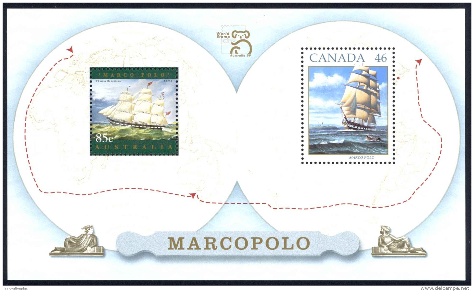 Canada Sc# 1779a MNH Souvenir Sheet 1999 $1.25 Sailing Ship Marco Polo - Unused Stamps