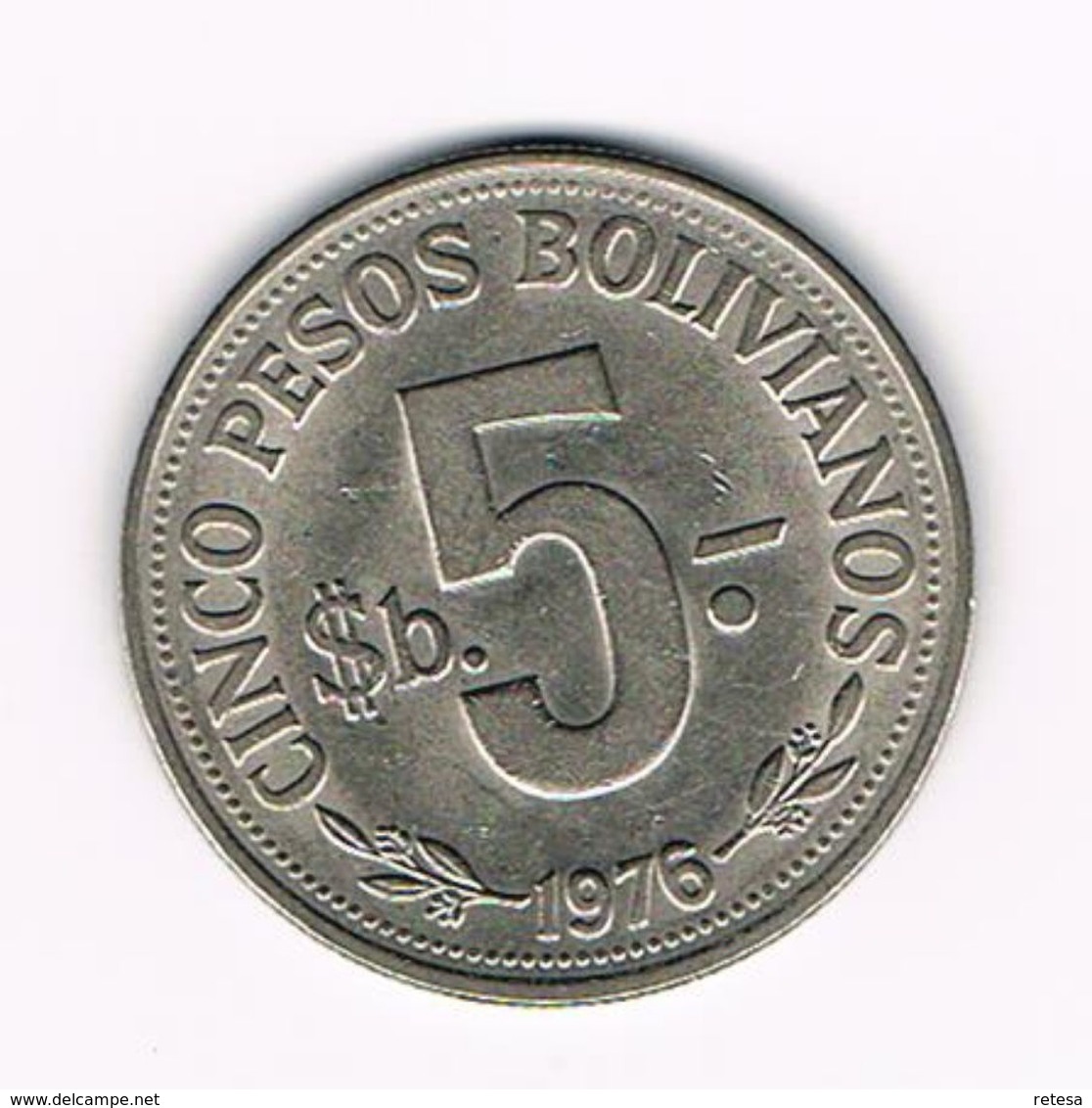 -&   BOLIVIA  5 PESOS  BOLIVIANOS  1976 - Bolivie