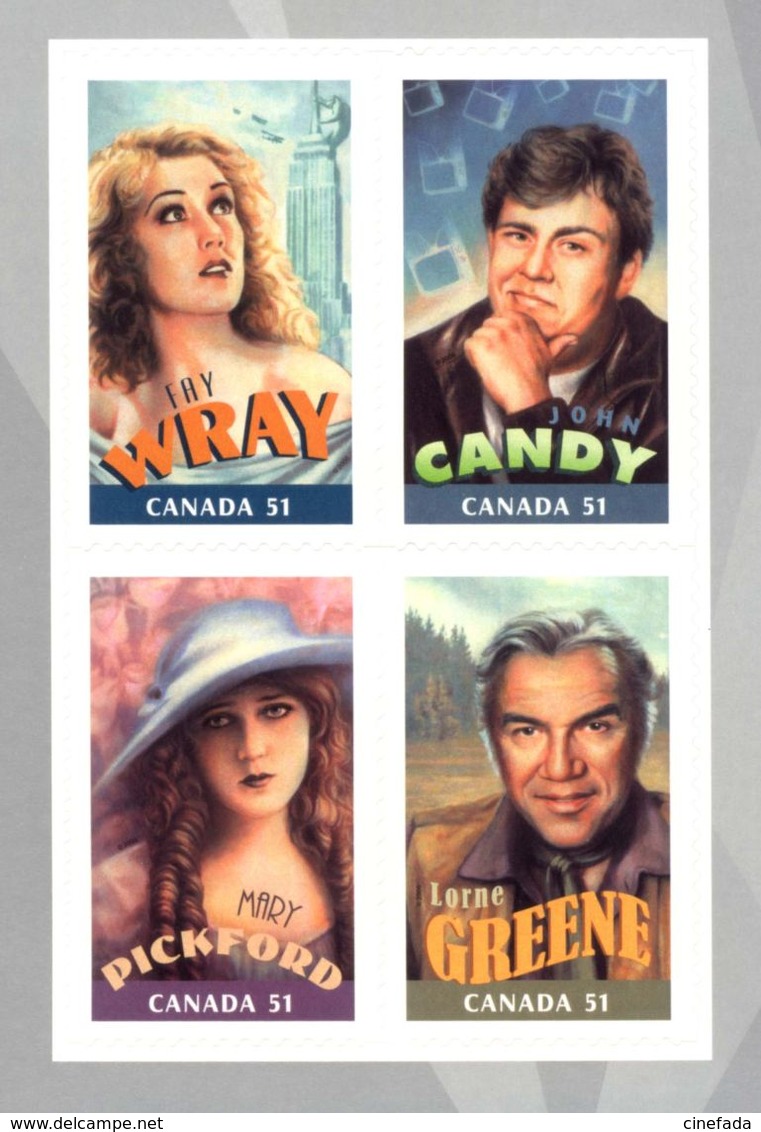 CANADA Mary Pickford, Fay Wray, Lorne Greene Et John Candy. Les Canadiens à Hollywood. 4 Timbres Autoadhésifs Neufs **. - Cinema