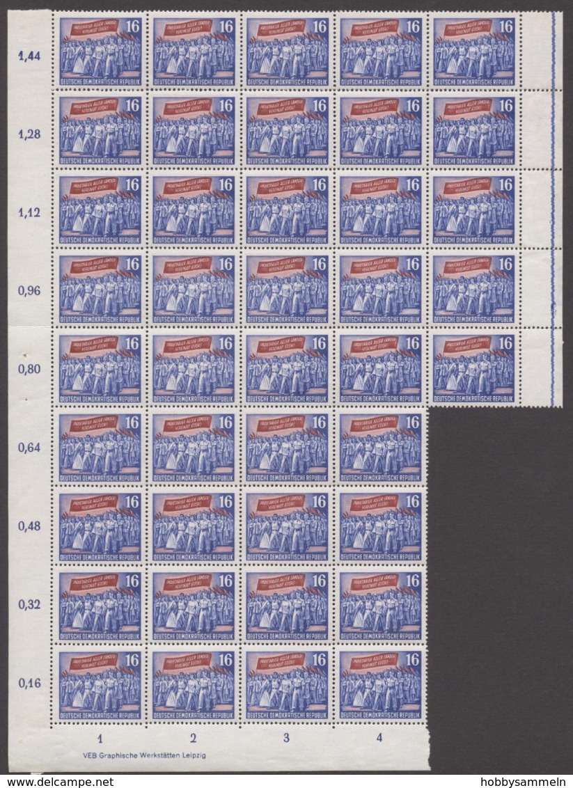 DDR, 1953, 70. Todestag V. Karl Marx, MiNr. 347 (41), **, X II, Bogenstück (41), DZ, RL Re. - Andere & Zonder Classificatie