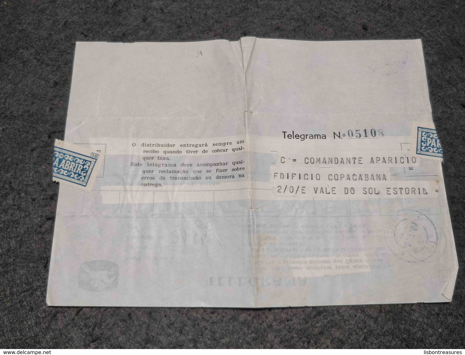 PORTUGAL CIRCULATED TELEGRAMME ESTORIL CANCEL 1969 - Briefe U. Dokumente