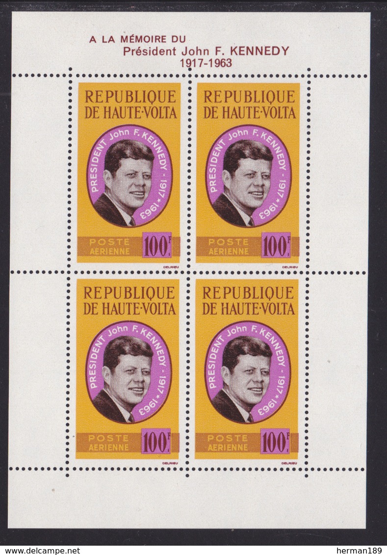 HAUTE-VOLTA BLOC N°    2 ** MNH Neuf Sans Charnière, TB (CLR372) J.F. Kennedy 1964 - Upper Volta (1958-1984)