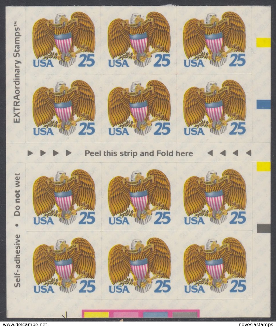 !a! USA Sc# 2431 MNH Vert.BLOCK(12) From BOOKLET - Eagle And Shield - 2. 1941-80