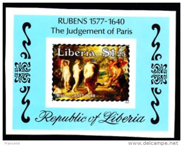 Liberia (1985) ]Paintings Of Nudes By Rubens. Set Of 7 Cromalin Proofs (6 Consisting Of The Sheetlets Mentioned In Scott - Liberia