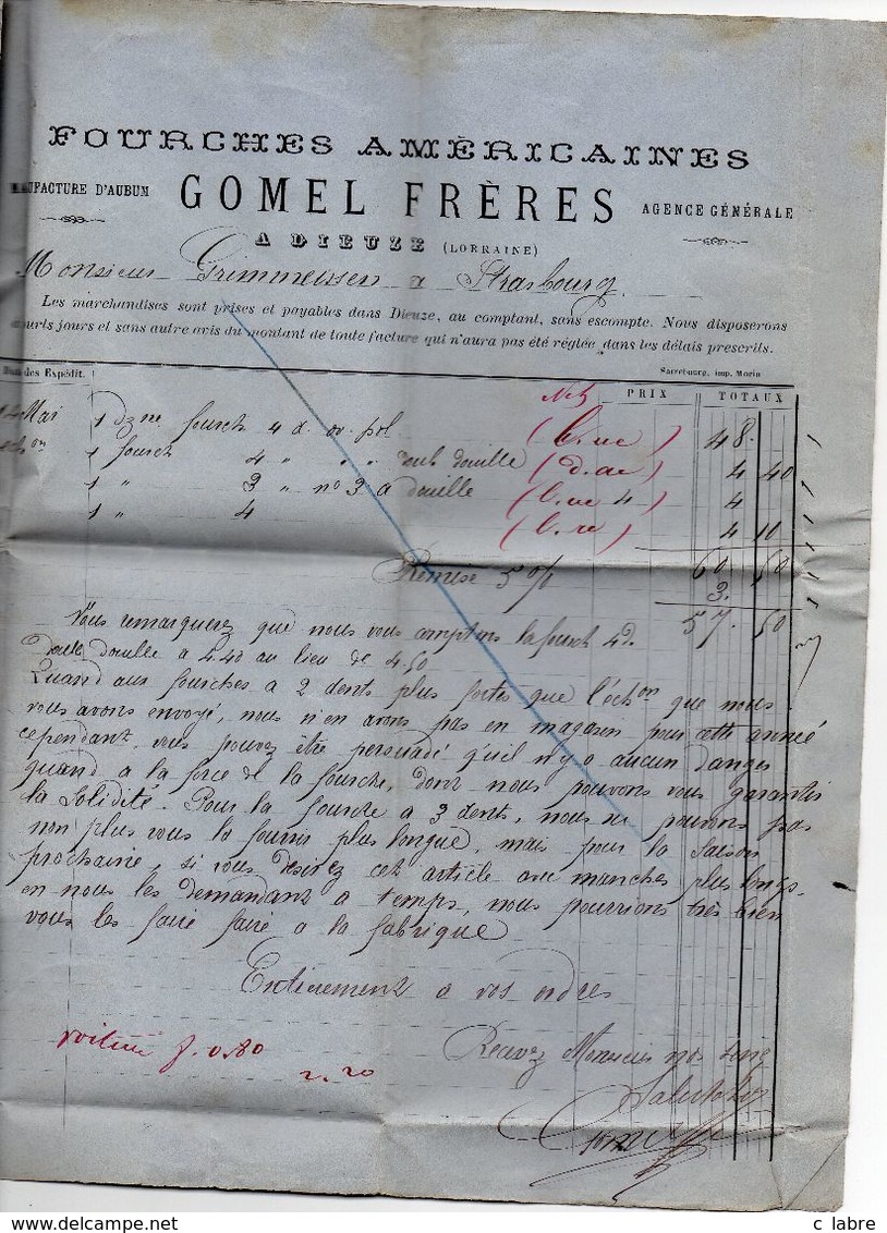 FRANCE : 10 PFENNIGE . OBL FER A CHEVAL . DE " DIEZE" . POUR STRASBOURG . 1877 . - Lettres & Documents