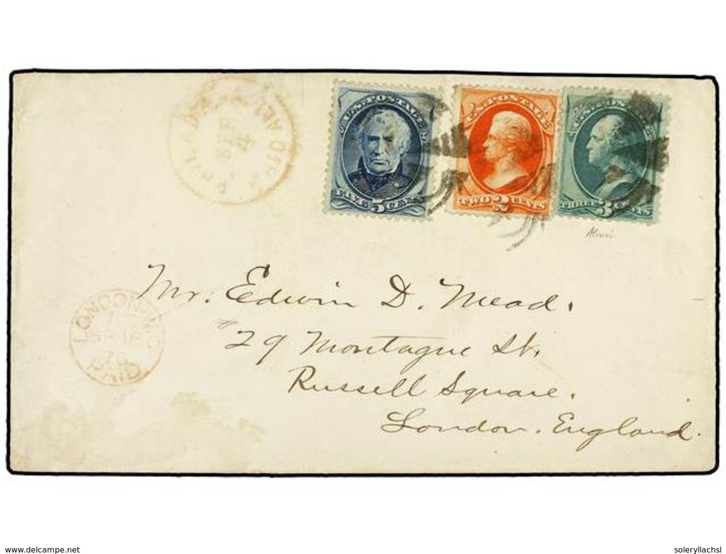 5554 ESTADOS UNIDOS. Sc.158+178+179. 1876 (Sept. 4). Cover To LONDON At <B>10c.</B> Rate Franked By 1873 <B>3c.</B> Blue - Other & Unclassified