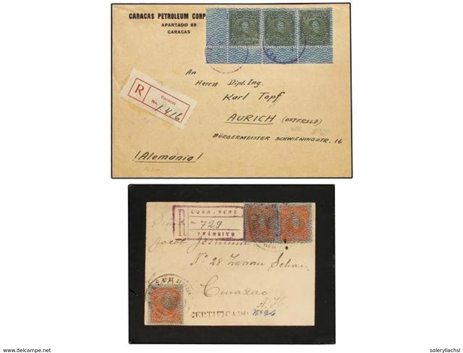 5714 VENEZUELA. 1921-26. Conjunto De 5 Cartas Circuladas Por Correo Certificado. - Other & Unclassified