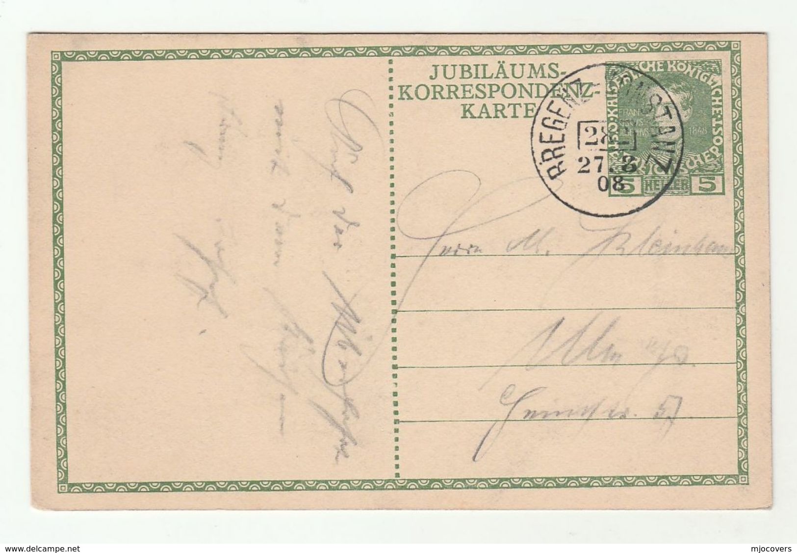 1908 BREGENZ Illus ROYALTY Postal STATIONEY CARD Austria Stamps Cover - Covers & Documents