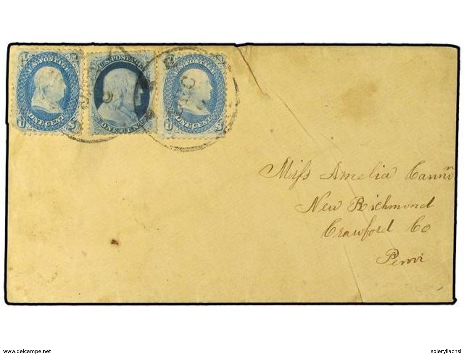 5532 ESTADOS UNIDOS. Sc.24, 63. (1863 CA.). Cover To New Richmond/Penn Franked By Unusual Usage Of 1857-61 <B>1c</B>. Bl - Sonstige & Ohne Zuordnung