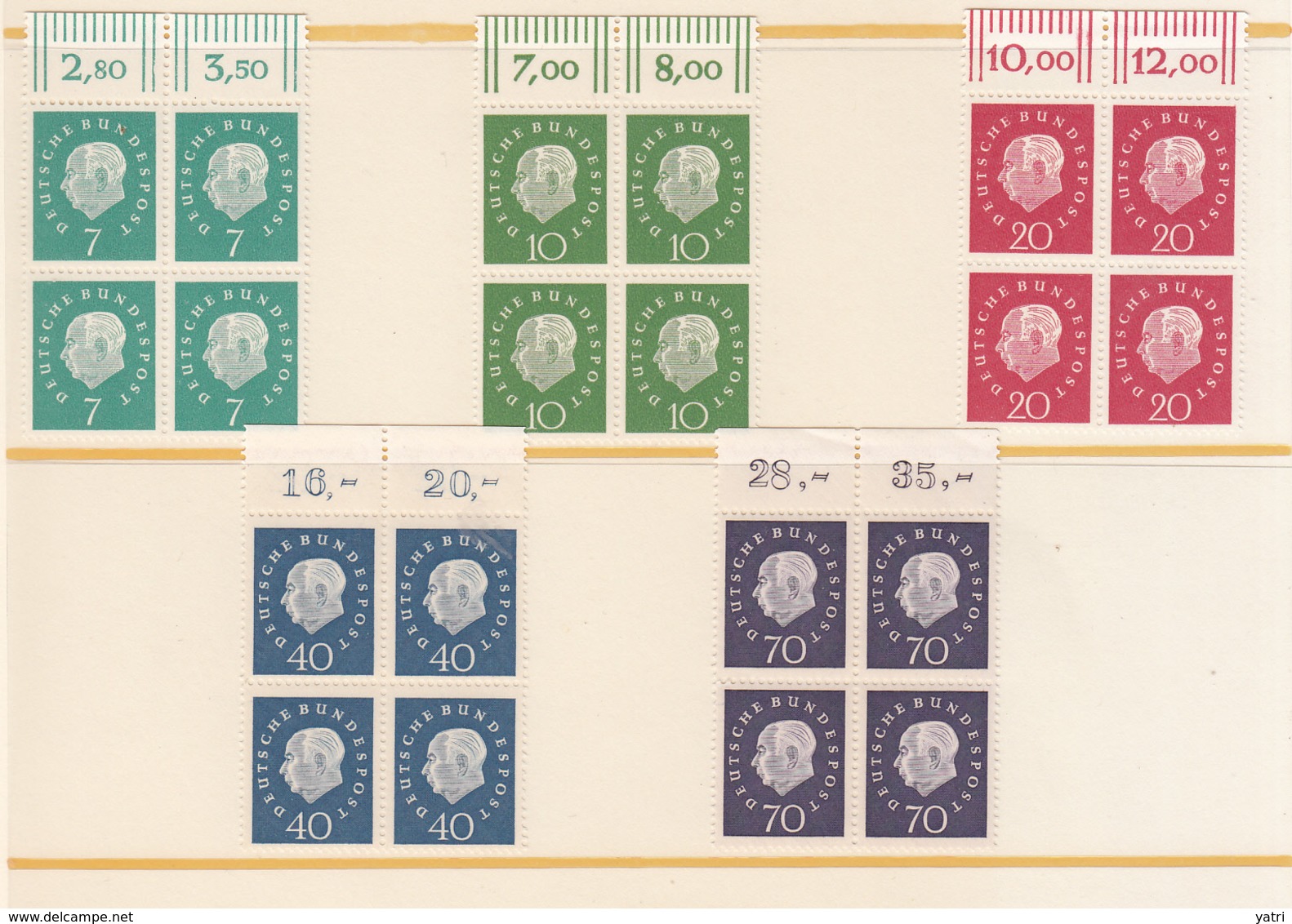 Germania Federale (1959) - Theodor Heuss, Mi. 302/306 ** - Unused Stamps