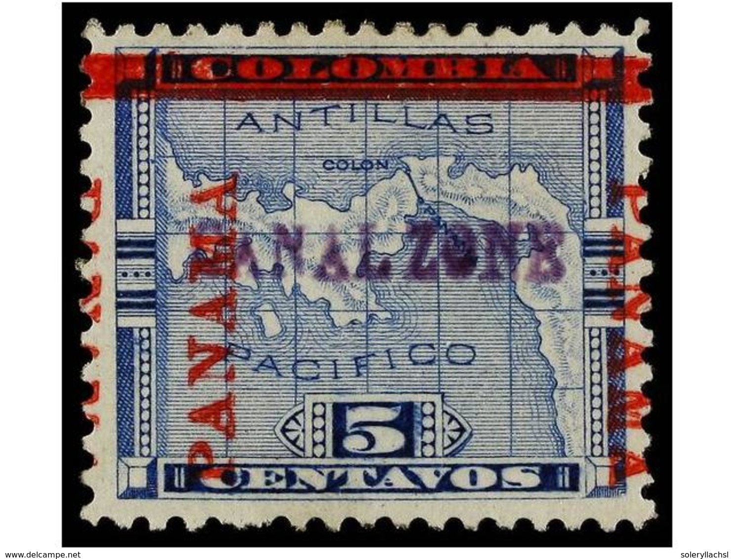 5594 * ESTADOS UNIDOS. Sc.2. 1904. <B>CANAL ZONE. 5 Cts.</B> Blue Ovpr.<B>CANAL ZONE. </B>FINE. Scott.300$. - Sonstige & Ohne Zuordnung