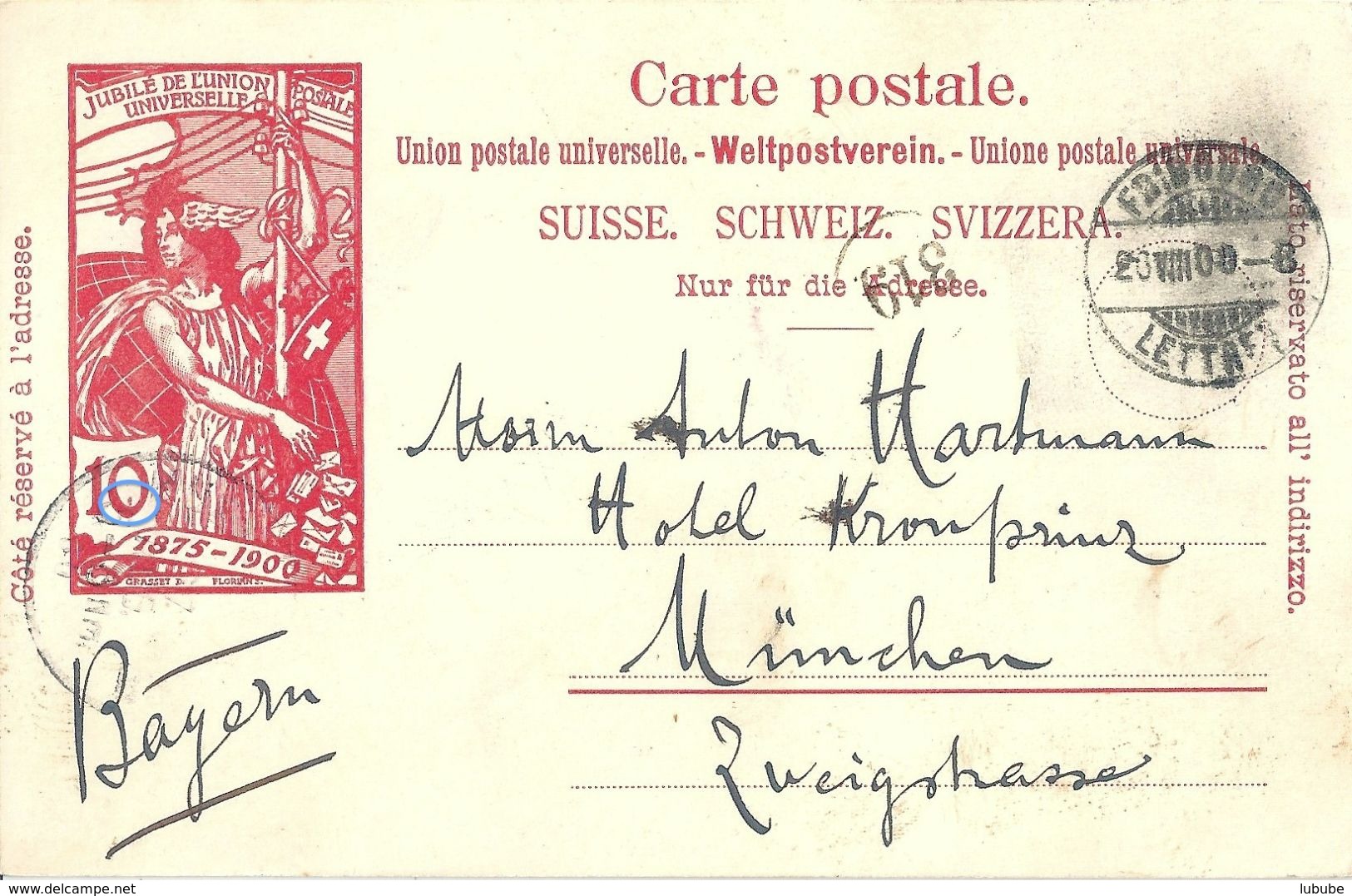 PK 32  UPU  Fribourg - München          1900 - Postwaardestukken