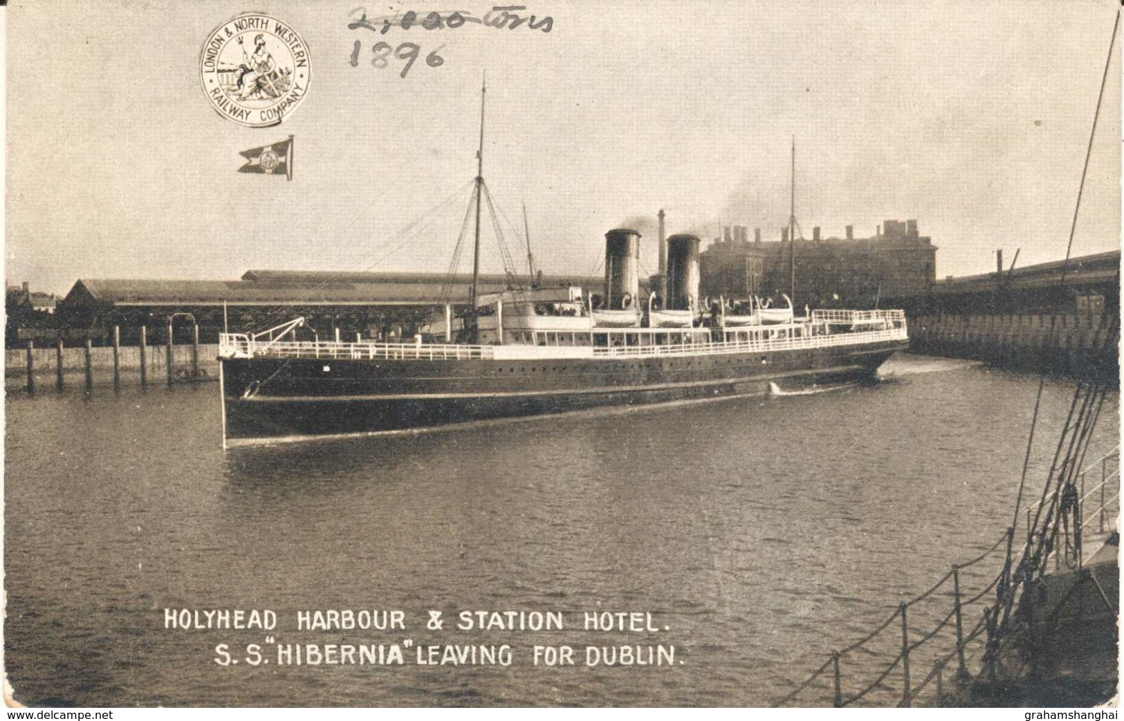 Postcard RPPC LNWR Steamer Ship SS Hibernia Holyhead To Dublin Ireland Sunk HMS Tara WW1 Unposted - Steamers