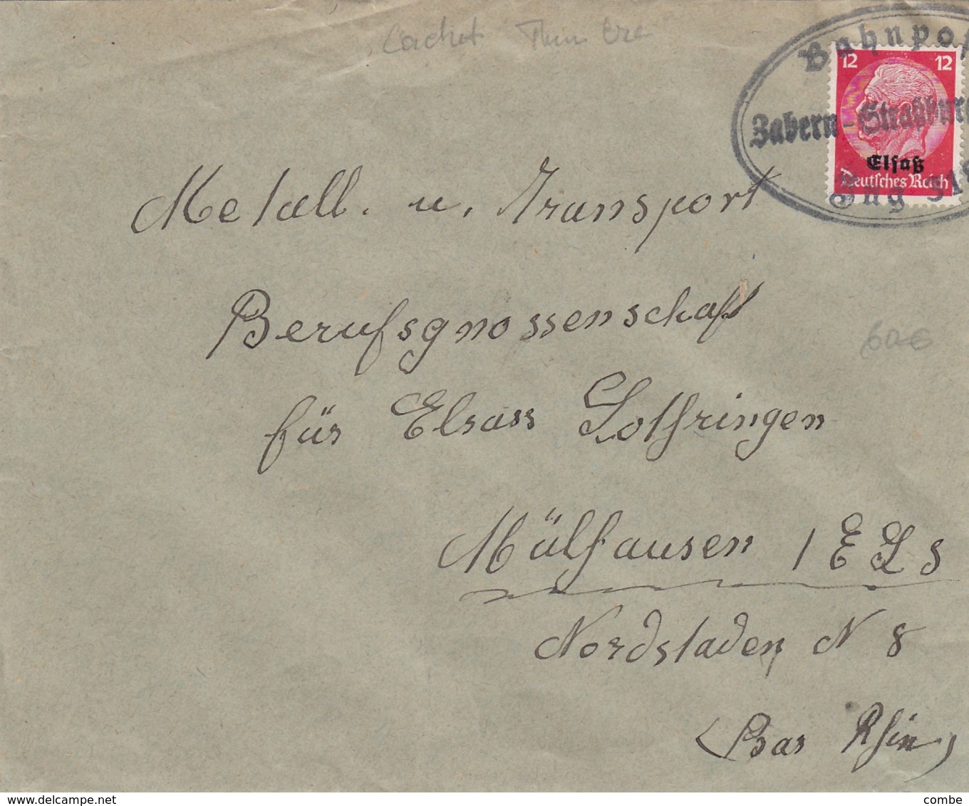 LETTRE. ALSACE-LORRAINE. . AMBULANT BAHNPOST. ZABERN-STRASSBURG ZUG 318 - Autres & Non Classés