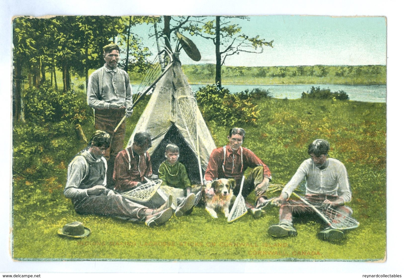 1911, Canada, Cornwall, 'Indians Making Lacrosse Stick.' Printed Pc, Used, Furnace Falls Pmk. - Other & Unclassified
