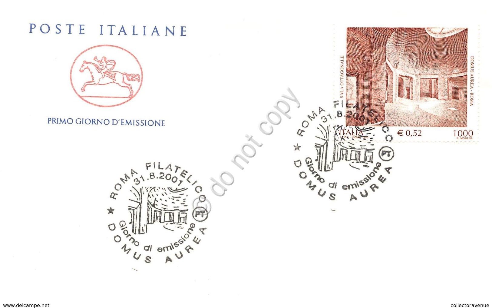 FDC Cavallino Italia Repubblica 2001 - Domus Aurea - Annullo Tematico *** - Non Classificati