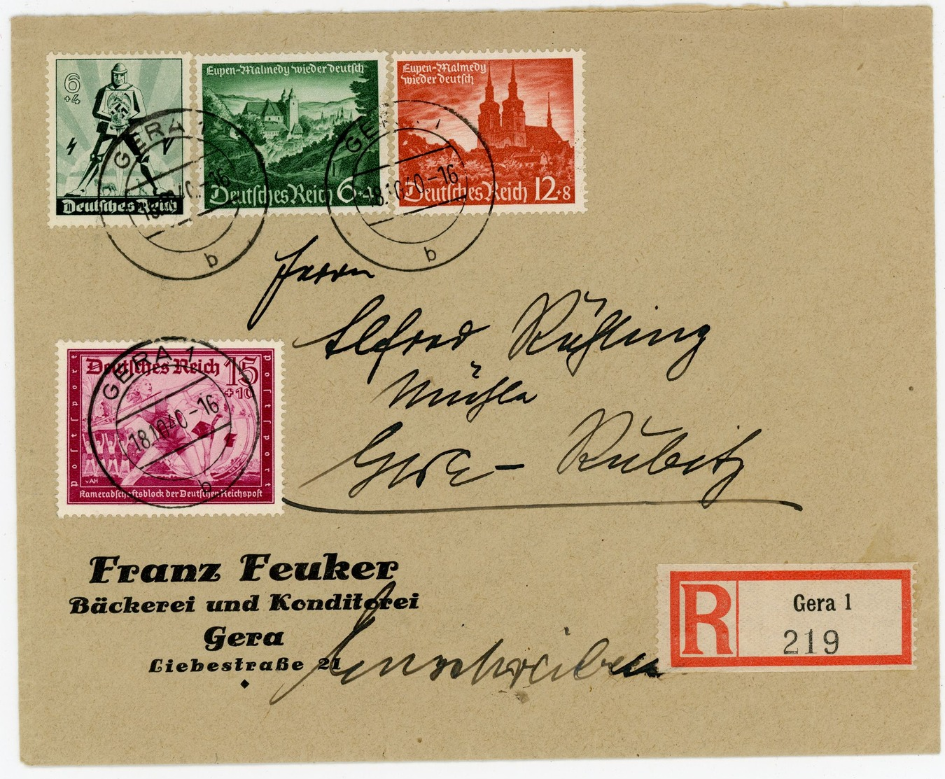 Nr. 709 MIF Recobrief Gera 1940 - Briefe U. Dokumente