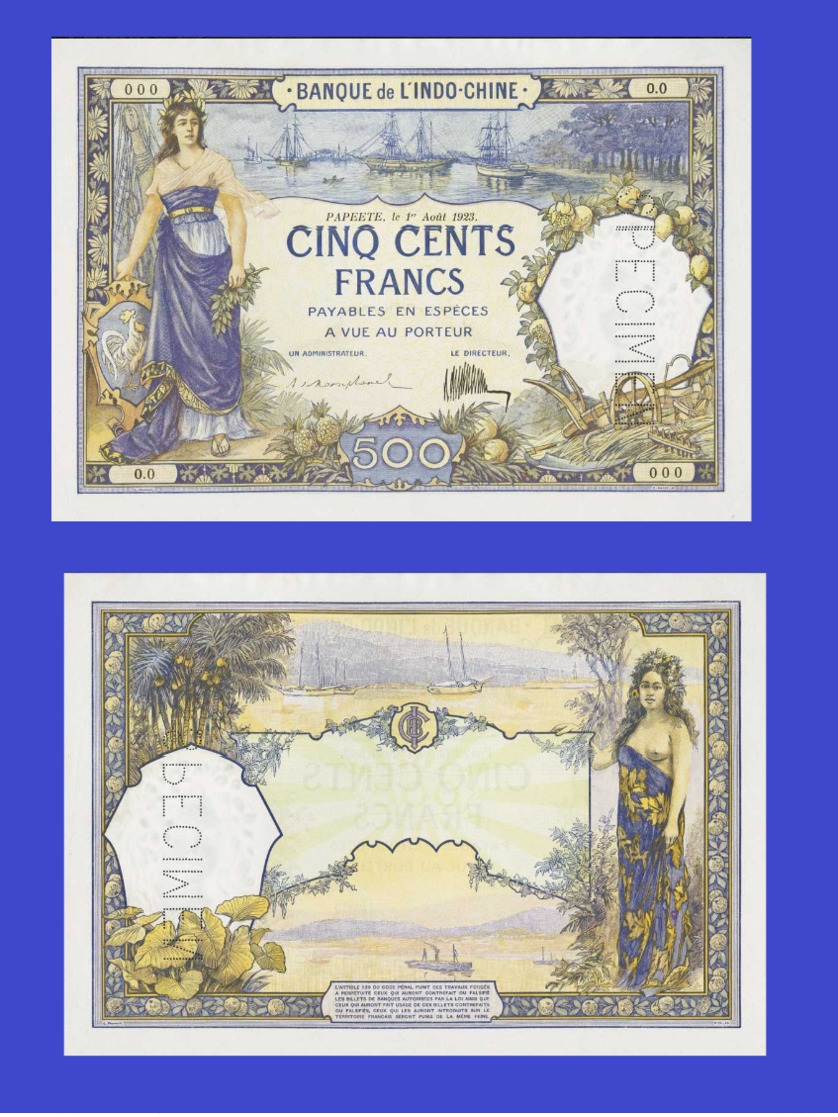 Tahiti 500   Francs 1923  - REPLICA --  REPRODUCTION - Otros – América