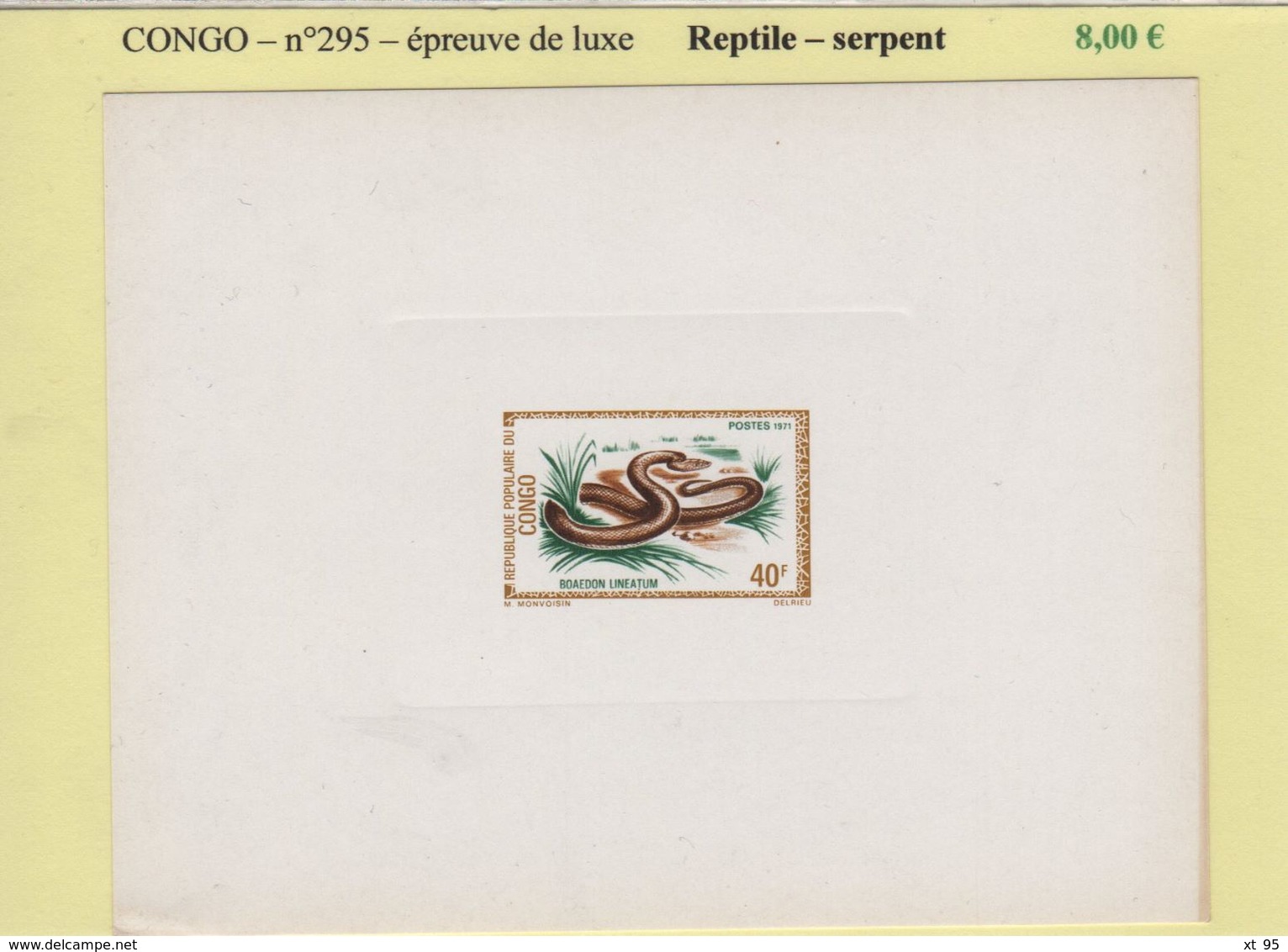 Congo - Epreuve De Luxe - N°295 - Reptile - Serpent - Autres & Non Classés
