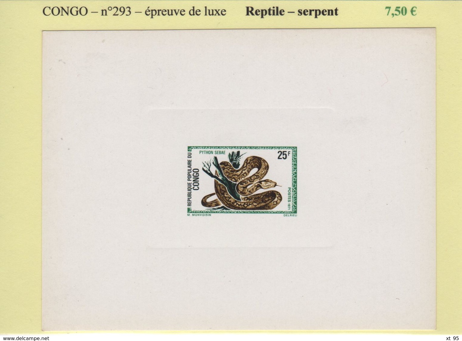 Congo - Epreuve De Luxe - N°293 - Reptile - Serpent - Autres & Non Classés