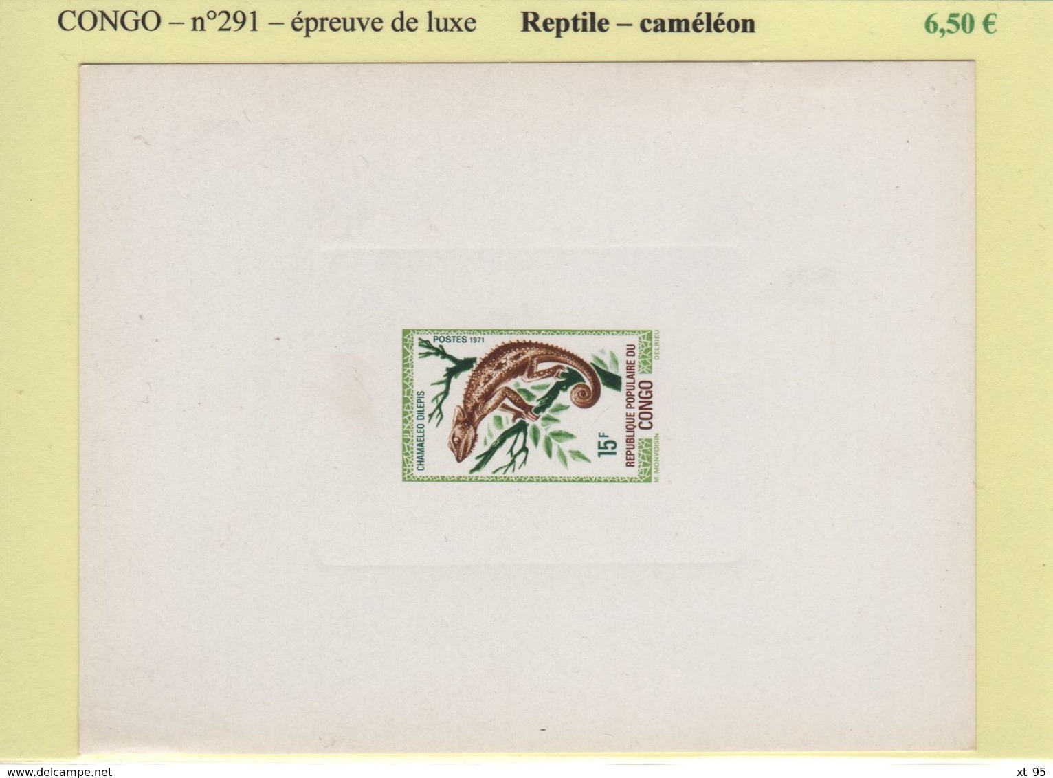 Congo - Epreuve De Luxe - N°291 - Reptile - Cameleon - Autres & Non Classés